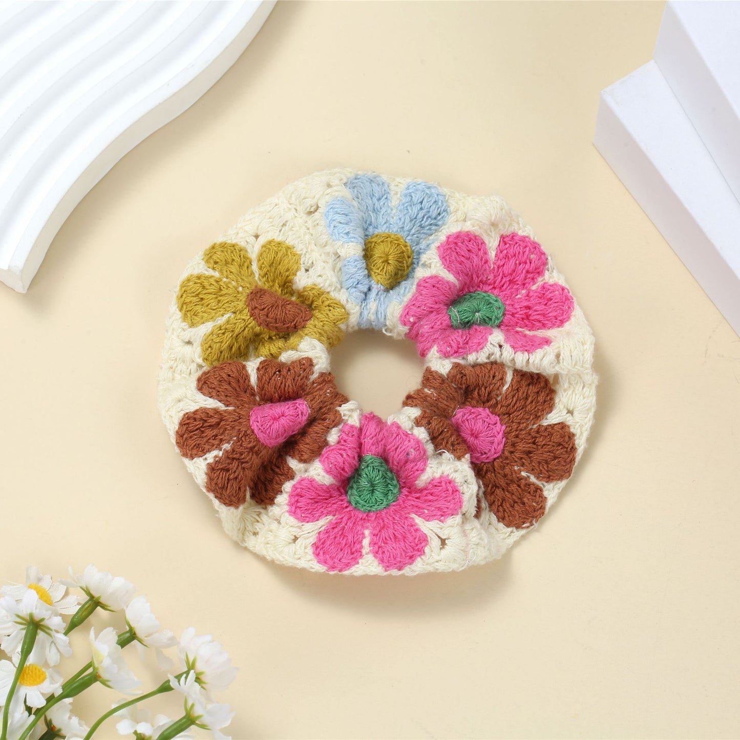 Handmade Crochet Hair Scrunchies - Sunflower