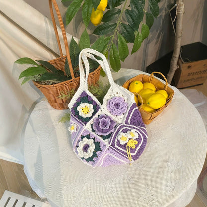 Wisteria Flower Grandma Handmade Crocheted Bag