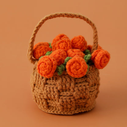 Crocheted Flower Rose Basket Coaster