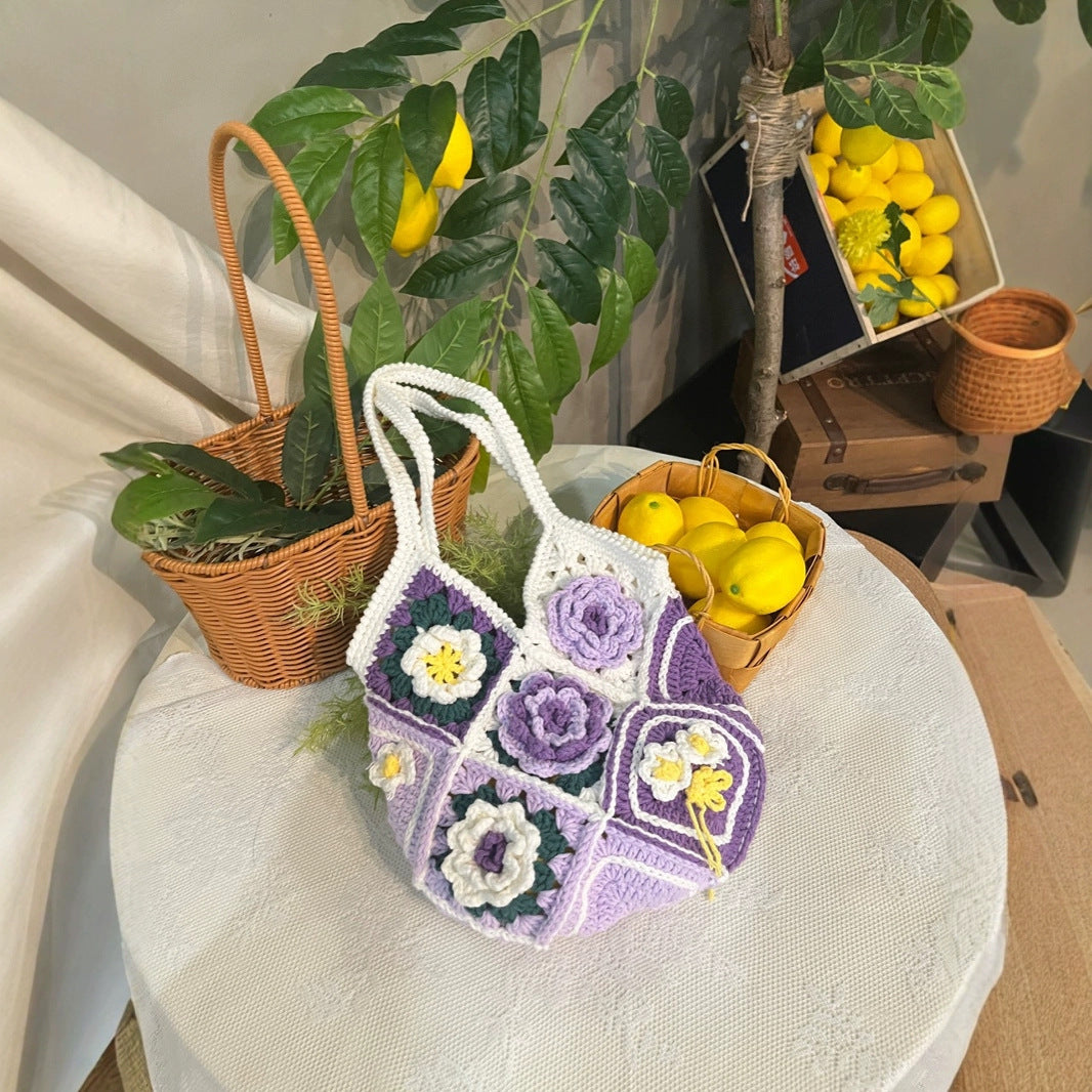 Wisteria Flower Grandma Handmade Crocheted Bag