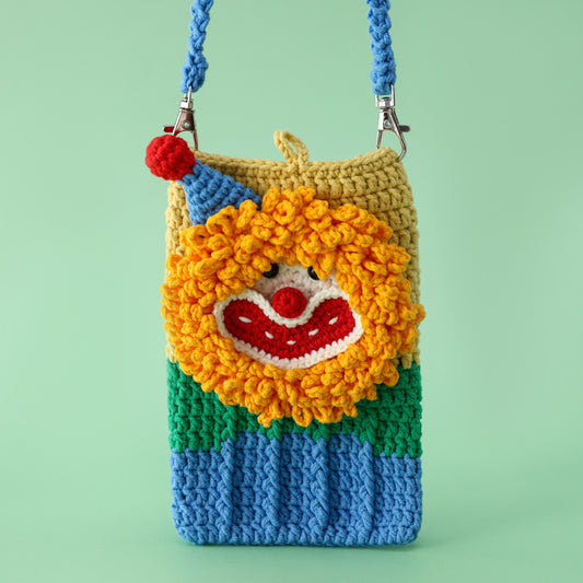 Handmade Crochet Cellphone Bag - Clown