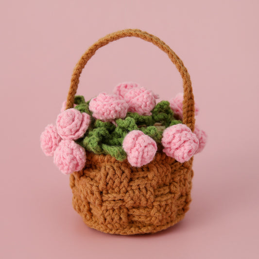 Crocheted Flower Rose Basket Coaster