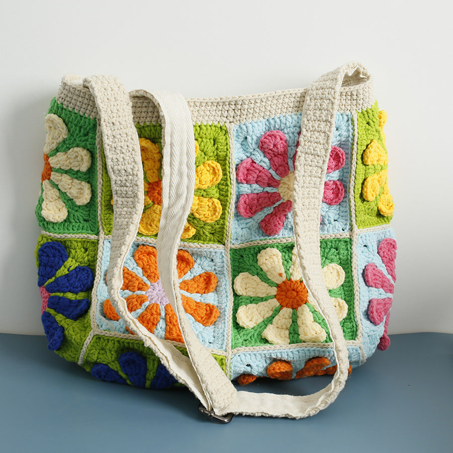 Colorful Daisy Patchwork 14 Patches Crossbody Bag