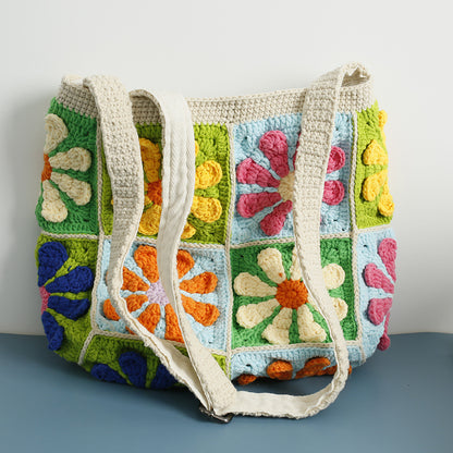 Colorful Daisy Patchwork 14 Patches Crossbody Bag