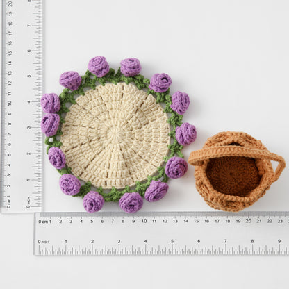Crocheted Flower Rose Basket Coaster
