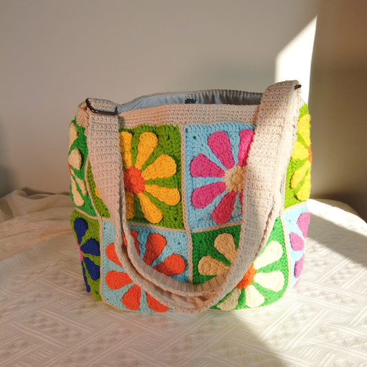 Colorful Daisy Patchwork 14 Patches Crossbody Bag