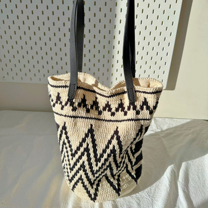 Midnight Echo - The Black & Ivory Geo Tote